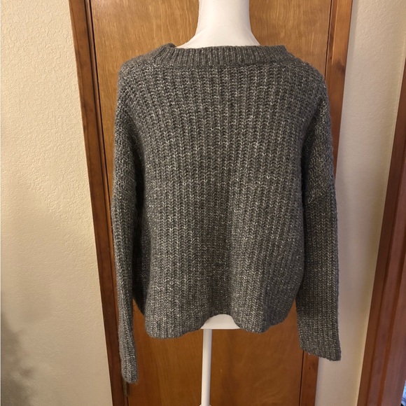 Zara Charcoal asymmetrical Knit Pullover sweater. - Picture 3 of 10